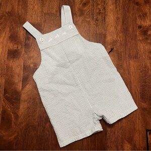 Starting Out Classic Striped Green Seersucker JonJon Overalls 18 Months Bunnies